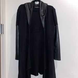 BLANK NYC hooded sweater with leather detail